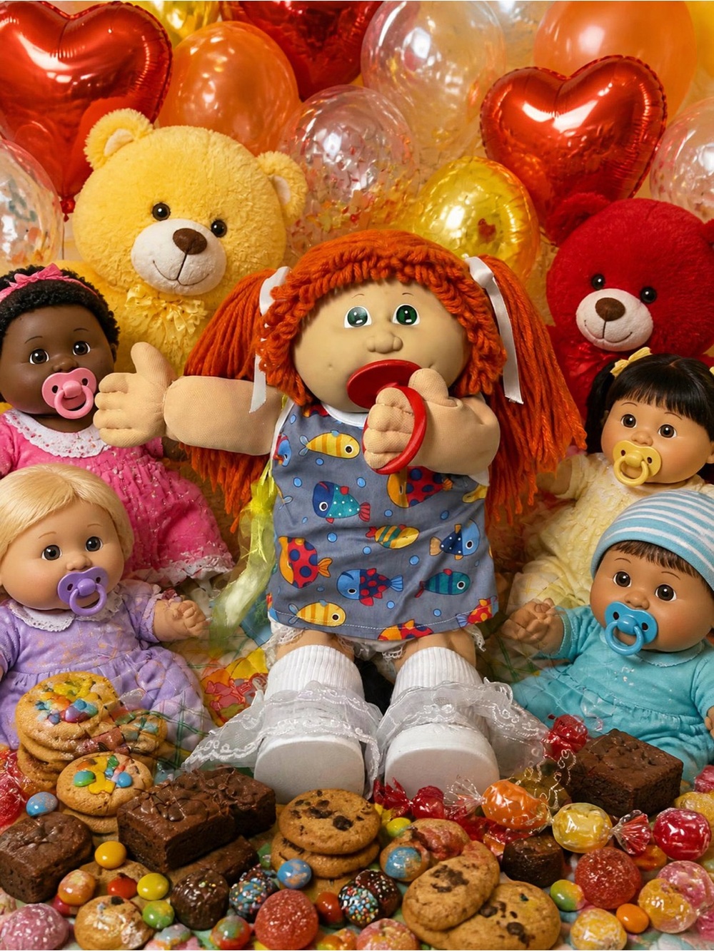 VTG Cabbage Patch Kid Girl with Pacifier 1st Edition Hong Kong Red Hair 1983